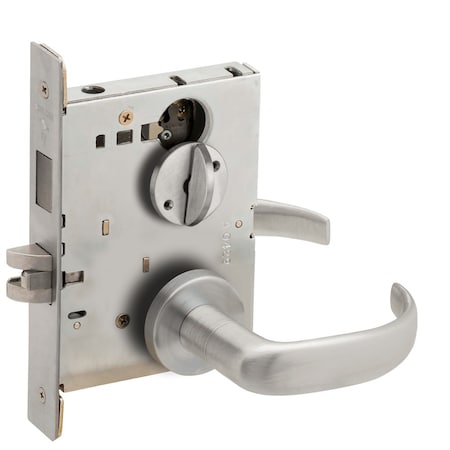 Schlage Grade 1 Privacy with Deadbolt and Coin Turn Mortise Lock, 17 Lever, A Rose, Satin Chrome Finish, Fie L9444 17A 626
